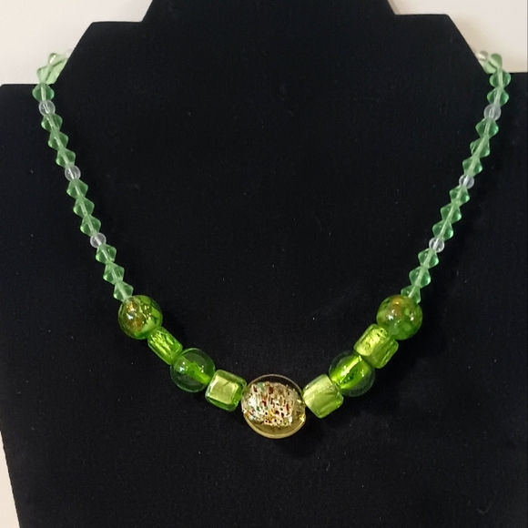 Green Glass Beads Vibrant Beautiful Necklace Lampworked Beads Handmade Beads - Picture 2 of 6